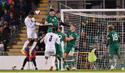 23 September 2022; Idan Gorno of Israel heads his side's first goal during the UEFA European U21 Championship play-off first leg match between Republic of Ireland and Israel at Tallaght Stadium in Dublin. Photo by Seb Daly/Sportsfile