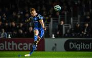 23 September 2022; Ciarán Frawley of Leinster kicks a conversion during the United Rugby Championship match between Leinster and Benetton at the RDS Arena in Dublin. Photo by Harry Murphy/Sportsfile