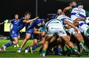 23 September 2022; Dan Sheehan of Leinster, supported by teammate Luke McGrath, on his way to scoring his side's third try during the United Rugby Championship match between Leinster and Benetton at the RDS Arena in Dublin. Photo by Harry Murphy/Sportsfile