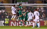 23 September 2022; Idan Gorno of Israel heads his side's first goal during the UEFA European U21 Championship play-off first leg match between Republic of Ireland and Israel at Tallaght Stadium in Dublin. Photo by Eóin Noonan/Sportsfile