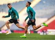 23 September 2022; Callum Robinson and Dara O'Shea, left, during a Republic of Ireland training session at Hampden Park in Glasgow, Scotland. Photo by Stephen McCarthy/Sportsfile