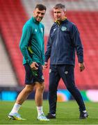 23 September 2022; Manager Stephen Kenny and Troy Parrott during a Republic of Ireland training session at Hampden Park in Glasgow, Scotland. Photo by Stephen McCarthy/Sportsfile
