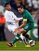 23 September 2022; Conor Coventry of Republic of Ireland in action against Mohammad Kanaan of Israel during the UEFA European U21 Championship play-off first leg match between Republic of Ireland and Israel at Tallaght Stadium in Dublin. Photo by Eóin Noonan/Sportsfile