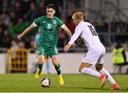 23 September 2022; Dawson Devoy of Republic of Ireland in action against Yoav Hofmeister of Israel during the UEFA European U21 Championship play-off first leg match between Republic of Ireland and Israel at Tallaght Stadium in Dublin. Photo by Seb Daly/Sportsfile