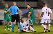 23 September 2022; Aaron Connolly of Republic of Ireland remonstrates with referee Dario Bel during the UEFA European U21 Championship play-off first leg match between Republic of Ireland and Israel at Tallaght Stadium in Dublin. Photo by Seb Daly/Sportsfile