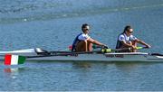 23 September 2022; Maria Zerboni, left, and Samantha Premerl of Italy compete in the Lightweight Women's Pair Final A during day 6 of the World Rowing Championships 2022 at Racice in Czech Republic. Photo by Piaras Ó Mídheach/Sportsfile