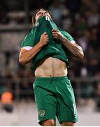 23 September 2022; Aaron Connolly of Republic of Ireland reacts during the UEFA European U21 Championship play-off first leg match between Republic of Ireland and Israel at Tallaght Stadium in Dublin. Photo by Seb Daly/Sportsfile