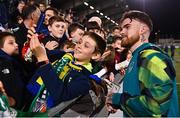 23 September 2022; Aaron Connolly of Republic of Ireland with supporters after the UEFA European U21 Championship play-off first leg match between Republic of Ireland and Israel at Tallaght Stadium in Dublin. Photo by Eóin Noonan/Sportsfile