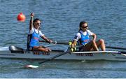 23 September 2022; Maria Zerboni, left, and Samantha Premerl of Italy celebrate after winning the Lightweight Women's Pair Final A during day 6 of the World Rowing Championships 2022 at Racice in Czech Republic. Photo by Piaras Ó Mídheach/Sportsfile