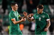 23 September 2022; Conor Coventry, left, and Aaron Connolly of Republic of Ireland after the UEFA European U21 Championship play-off first leg match between Republic of Ireland and Israel at Tallaght Stadium in Dublin. Photo by Seb Daly/Sportsfile