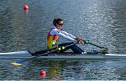 23 September 2022; Ionela Cozmiuc of Romania competes in the Lightweight Women's Single Sculls Final A during day 6 of the World Rowing Championships 2022 at Racice in Czech Republic. Photo by Piaras Ó Mídheach/Sportsfile