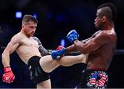 23 September 2022; Brian Moore, left, in action against Arivaldo Lima da Silva during their bantamweight bout during Bellator 285 at 3 Arena in Dublin. Photo by Sam Barnes/Sportsfile