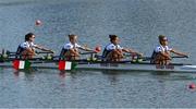 23 September 2022; The Italy team, from right, Arianna Noseda, Silvia Crosio, Giulia Mignemi and Ilaria Corazza on their way to winning the Lightweight Women's Quadruple Sculls Final A during day 6 of the World Rowing Championships 2022 at Racice in Czech Republic. Photo by Piaras Ó Mídheach/Sportsfile