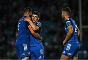 23 September 2022; Jason Jenkins and Cormac Foley of Leinster embrace after their side's victory in the United Rugby Championship match between Leinster and Benetton at the RDS Arena in Dublin. Photo by Harry Murphy/Sportsfile