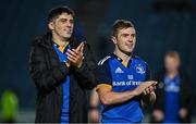 23 September 2022; Jimmy O'Brien, left, and Luke McGrath of Leinster applaud supporters after the United Rugby Championship match between Leinster and Benetton at the RDS Arena in Dublin. Photo by Brendan Moran/Sportsfile