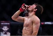23 September 2022; Ciaran Clarke celebrates after defeating Rafael Hudson during their 150-lb contract weight bout during Bellator 285 at 3 Arena in Dublin. Photo by Sam Barnes/Sportsfile