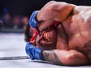 23 September 2022; Rafael Hudson is submitted by Ciaran Clarke during their 150-lb contract weight bout during Bellator 285 at 3 Arena in Dublin. Photo by Sam Barnes/Sportsfile