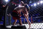 23 September 2022; Pedro Carvalho, right, in action against Mads Burnell during their featherweight bout during Bellator 285 at 3 Arena in Dublin. Photo by Sam Barnes/Sportsfile