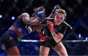 23 September 2022; Leah McCourt, right, in action against Dayana Silva during their women's featherweight bout during Bellator 285 at 3 Arena in Dublin. Photo by Sam Barnes/Sportsfile