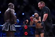 23 September 2022; Yoel Romero, right, jokes with Melvin Manhoef during their light heavyweight bout during Bellator 285 at 3 Arena in Dublin. Photo by Sam Barnes/Sportsfile