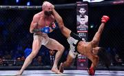 23 September 2022; Benson Henderson, right, in action against Peter Queally during their lightweight bout during Bellator 285 at 3 Arena in Dublin. Photo by Sam Barnes/Sportsfile