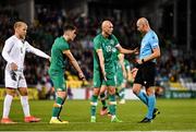 23 September 2022; Will Smallbone, right, and Dawson Devoy of Republic of Ireland protest to referee Dario Bel during the UEFA European U21 Championship play-off first leg match between Republic of Ireland and Israel at Tallaght Stadium in Dublin. Photo by Eóin Noonan/Sportsfile