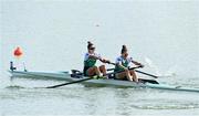 24 September 2022; Tara O'Hanlon, left, and Natalie Long of Ireland finish second, in a time of 07:12.84, in the Women's Pair Final B during day 7 of the World Rowing Championships 2022 at Racice in Czech Republic. Photo by Piaras Ó Mídheach/Sportsfile