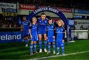 23 September 2022; Leinster captain Garry Ringrose with mascots, from left, Josh Pratt and Tom and Gordon Glynn before the United Rugby Championship match between Leinster and Benetton at the RDS Arena in Dublin. Photo by Harry Murphy/Sportsfile
