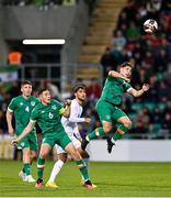 23 September 2022; Joe Hodge of Republic of Ireland, right, during the UEFA European U21 Championship play-off first leg match between Republic of Ireland and Israel at Tallaght Stadium in Dublin. Photo by Seb Daly/Sportsfile