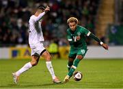 23 September 2022; Tyreik Wright of Republic of Ireland in action against Roi Herman of Israel during the UEFA European U21 Championship play-off first leg match between Republic of Ireland and Israel at Tallaght Stadium in Dublin. Photo by Seb Daly/Sportsfile