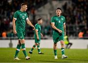23 September 2022; Joe Redmond, right, and Jake O'Brien of Republic of Ireland during the UEFA European U21 Championship play-off first leg match between Republic of Ireland and Israel at Tallaght Stadium in Dublin. Photo by Seb Daly/Sportsfile