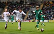 23 September 2022; Tyreik Wright of Republic of Ireland in action against Roi Herman of Israel during the UEFA European U21 Championship play-off first leg match between Republic of Ireland and Israel at Tallaght Stadium in Dublin. Photo by Seb Daly/Sportsfile