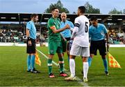 23 September 2022; Republic of Ireland captain Conor Coventry shakes hands with Israel captain Gil Cohen before the UEFA European U21 Championship play-off first leg match between Republic of Ireland and Israel at Tallaght Stadium in Dublin. Photo by Seb Daly/Sportsfile