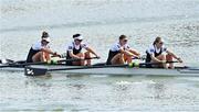 24 September 2022; The New Zealand team, from left, Catherine Layburn, Davina Waddy, Beth Ross and Phoebe Spoors on their way to finishing second, in a time of 06:42.55, in the Women's Four Final B during day 7 of the World Rowing Championships 2022 at Racice in Czech Republic. Photo by Piaras Ó Mídheach/Sportsfile