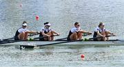 24 September 2022; The New Zealand team, from left, Catherine Layburn, Davina Waddy, Beth Ross and Phoebe Spoors on their way to finishing second, in a time of 06:42.55, in the Women's Four Final B during day 7 of the World Rowing Championships 2022 at Racice in Czech Republic. Photo by Piaras Ó Mídheach/Sportsfile