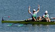 24 September 2022; Fintan McCarthy, left, and Paul O'Donovan of Ireland after winning the Lightweight Men's Double Sculls Final A during day 7 of the World Rowing Championships 2022 at Racice in Czech Republic. Photo by Piaras Ó Mídheach/Sportsfile