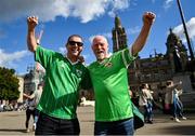 24 September 2022; Republic of Ireland supporters, Gerald King from Belfast, left, and Barry Rogers from Newry before UEFA Nations League B Group 1 match between Scotland and Republic of Ireland at Hampden Park in Glasgow, Scotland. Photo by Eóin Noonan/Sportsfile