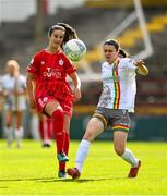 24 September 2022; Alex Kavanagh of Shelbourne in action against Kira Bates-Crosbie of Bohemians during the EVOKE.ie FAI Women's Cup Semi-Final match between Shelbourne and Bohemians at Tolka Park in Dublin. Photo by Seb Daly/Sportsfile