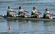 24 September 2022; The Ireland team, from right, Emily Hegarty, Fiona Murtagh, Eimear Lambe and Aifric Keogh on their way to finishing sixth, in a time of 06:34.72, in the Women's Four Final A during day 7 of the World Rowing Championships 2022 at Racice in Czech Republic. Photo by Piaras Ó Mídheach/Sportsfile