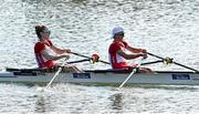 24 September 2022; Wiktoria Kalinowska, left, and Katarzyna Welna of Poland on their way to winning the Lightweight Women's Double Sculls Final C, in a time of 07:14.43, during day 7 of the World Rowing Championships 2022 at Racice in Czech Republic. Photo by Piaras Ó Mídheach/Sportsfile