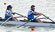 24 September 2022; Josiane Dias De Lima, left, and Leandro Sagaz Dos Santos of Brazil on their way to winning the PR2 Mixed Double Sculls Final B, in a time of 08:48.44, during day 7 of the World Rowing Championships 2022 at Racice in Czech Republic. Photo by Piaras Ó Mídheach/Sportsfile