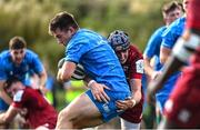 24 September 2022; Lee Barron of Leinster is tackled by Cian Hurley of Munster during the A Interprovincial match between Munster A and Leinster A at the University of Limerick in Limerick. Photo by Harry Murphy/Sportsfile
