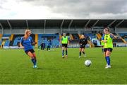 24 September 2022; Athlone Town players warm, up before a 2022 EVOKE.ie FAI Women's Cup Semi-Finals match between Athlone Town and Wexford Youths at Athlone Town Stadium in Westmeath. Photo by Michael P Ryan/Sportsfile