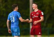 24 September 2022; Fionn Gibbons of Munster and Charlie Tector of Leinster shake hands after the A Interprovincial match between Munster A and Leinster A at the University of Limerick in Limerick. Photo by Harry Murphy/Sportsfile