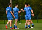 24 September 2022; Tom Connolly and Chris Cosgrave of Leinster after their side's victory in the A Interprovincial match between Munster A and Leinster A at the University of Limerick in Limerick. Photo by Harry Murphy/Sportsfile