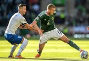 24 September 2022; George Saville of Northern Ireland in action against Bersant Celina of Kosovo during the UEFA Nations League C Group 2 match between Northern Ireland and Kosovo at National Stadium at Windsor Park in Belfast. Photo by Ramsey Cardy/Sportsfile