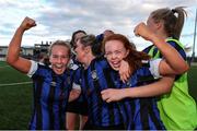 24 September 2022; Athlone Town players from left, Muireann Devaney, Laurie Ryan, and Katie Slevin after their side's victory in a 2022 EVOKE.ie FAI Women's Cup Semi-Finals match between Athlone Town and Wexford Youths at Athlone Town Stadium in Westmeath. Photo by Michael P Ryan/Sportsfile