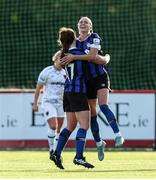 24 September 2022; Maddie Gibson of Athlone Town celebrates after scoring her side's third goal and her hat-trick during a 2022 EVOKE.ie FAI Women's Cup Semi-Finals match between Athlone Town and Wexford Youths at Athlone Town Stadium in Westmeath. Photo by Michael P Ryan/Sportsfile