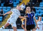 24 September 2022; Edel Kennedy of Wexford Youths in action against Jessica Hennessy of Athlone Town during a 2022 EVOKE.ie FAI Women's Cup Semi-Finals match between Athlone Town and Wexford Youths at Athlone Town Stadium in Westmeath. Photo by Michael P Ryan/Sportsfile