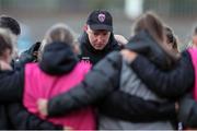 24 September 2022; Wexford Youths manager Stephen Quinn speaks with his players after a 2022 EVOKE.ie FAI Women's Cup Semi-Finals match between Athlone Town and Wexford Youths at Athlone Town Stadium in Westmeath. Photo by Michael P Ryan/Sportsfile